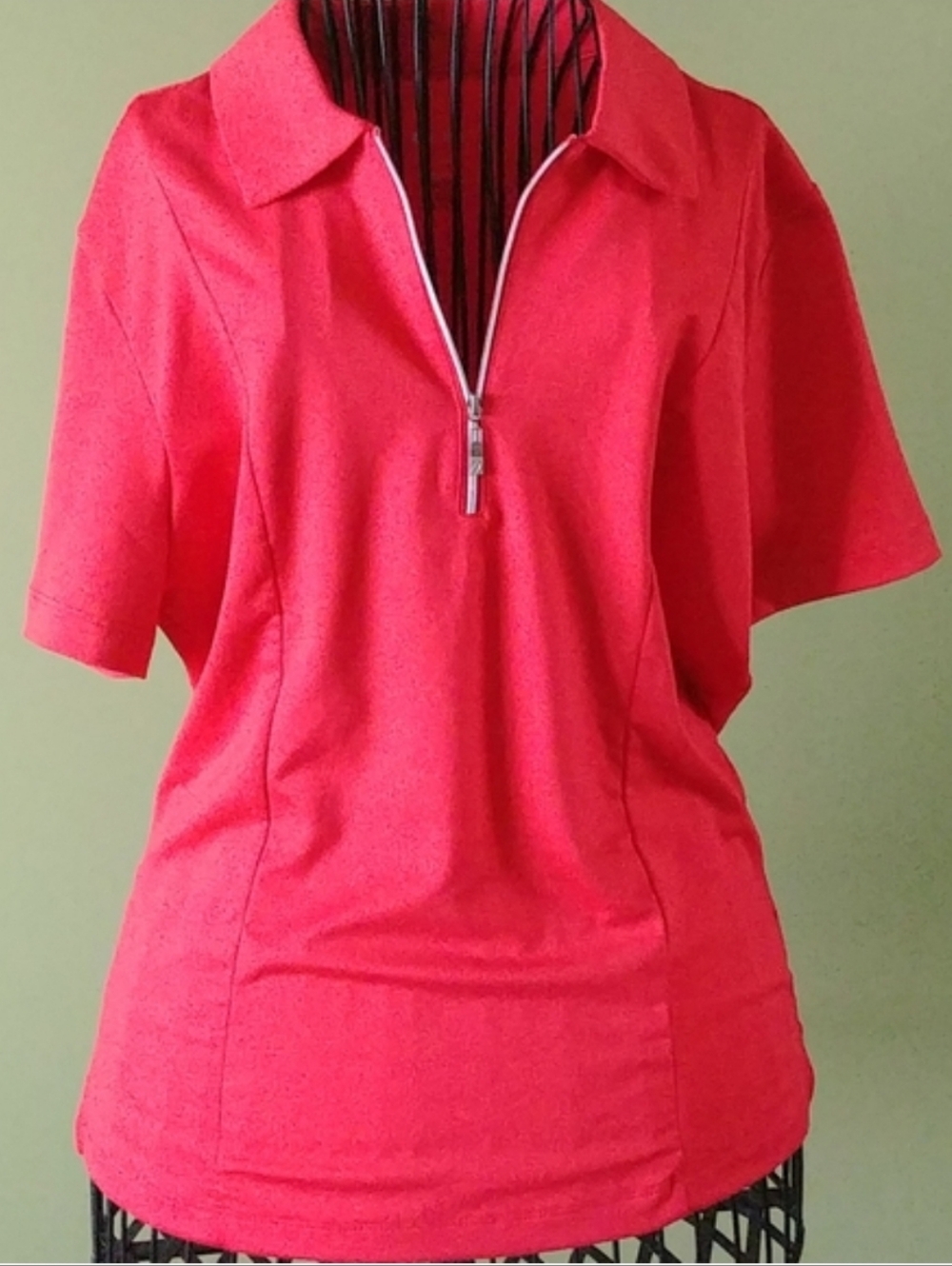 SPANNER Hot Pink Short-Sleeve Zip Polo Top